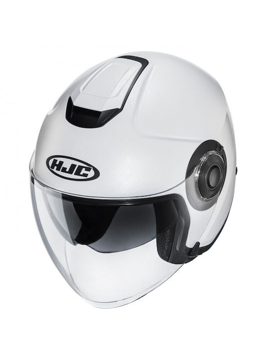 HJC I40N Pearl White Motorcycle Helmet Jet ECE 22.06 1350gr with Sun Visor