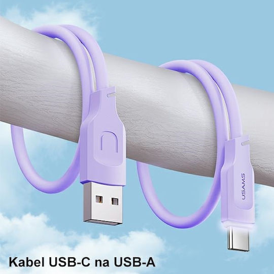 Usams US-SJ568 USB 2.0 Cable USB-C male - USB-A 66W PD Μωβ 1.2m SJ568USB03
