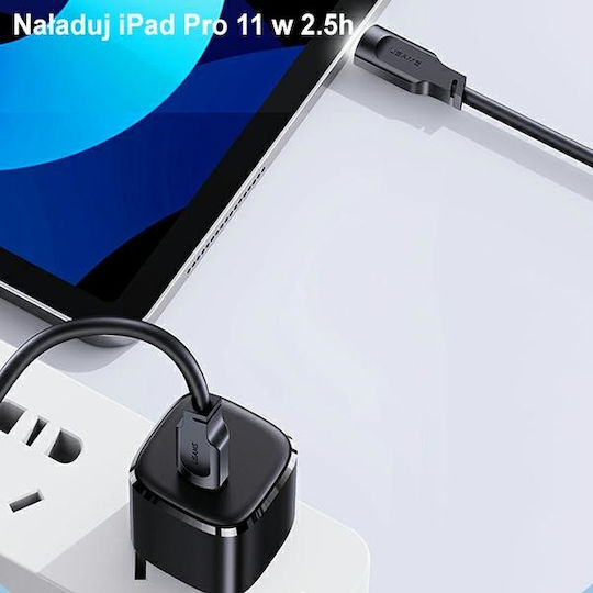 Usams Lithe Series US-SJ567 USB 3.0 Video Cable USB-C male - USB-C 100W PD Μαύρο 1.2m SJ567USB01