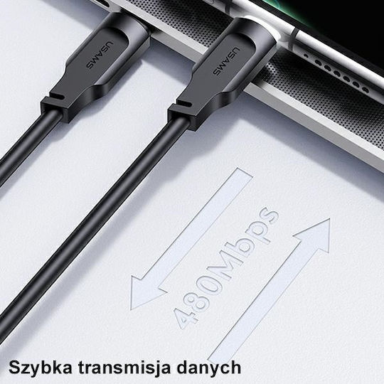 Usams Lithe Series US-SJ567 USB 3.0 Video Cable USB-C male - USB-C 100W PD Μαύρο 1.2m SJ567USB01