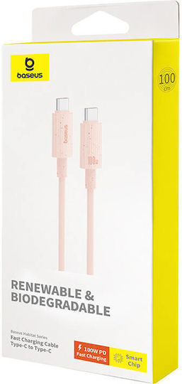 Baseus Series USB 2.0 Cable USB-C male - USB-C 100W PD Ροζ 1m P10360202421-00