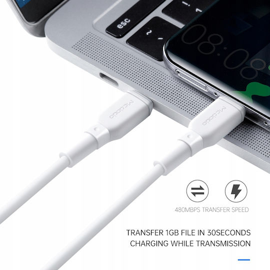Mcdodo Regular USB 3.0 Cablu USB-C bărbătesc - USB-C 100W Alb 1.2m (CA-8350)