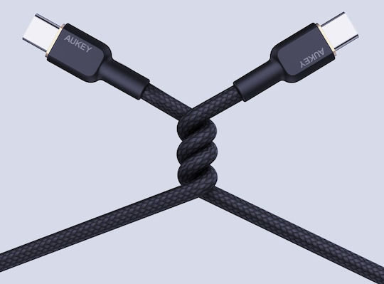 Aukey USB 2.0 Cable USB-C male - USB-C 60W PD Μαύρο 1m AKAUKKUCBNCC1BL