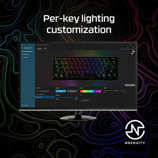HyperX Alloy Origins 60 Gaming Mechanical Keyboard 60% with HyperX Red switches and RGB lighting (English US) White