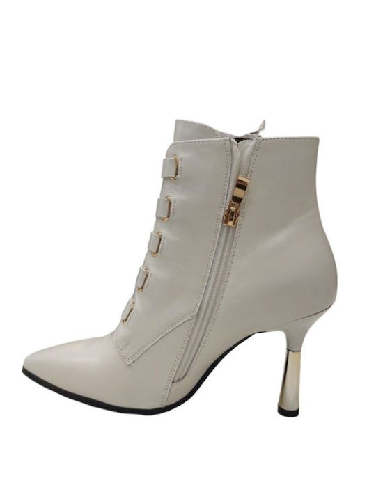 19V69 Am Women's Ankle Boots with High Heel White