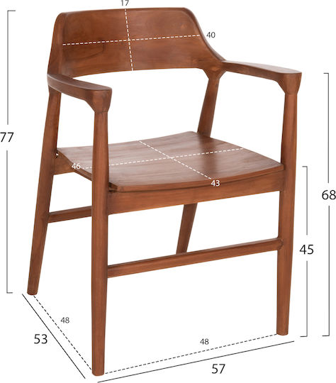 Πολυθρόνα Τραπεζαρίας Nioni 57x53x77εκ. Καφέ Πολυθρόνα Τραπεζαρίας Nioni 57x53x77εκ. Καφέ