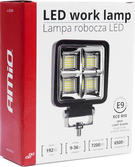AMiO Квадратς Водоустойчив Фарове за кола LED Универсален 9 - 36V 192W 11см 1бр