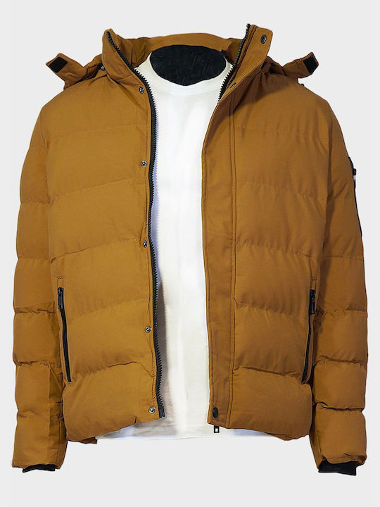 G Secret Men's Winter Puffer Jacket Camel