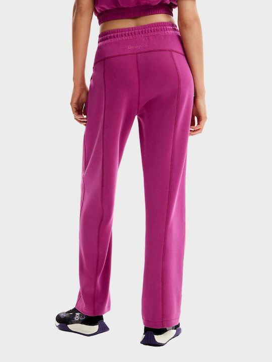 Desigual Women's Fabric Trousers in Wide Line Pink