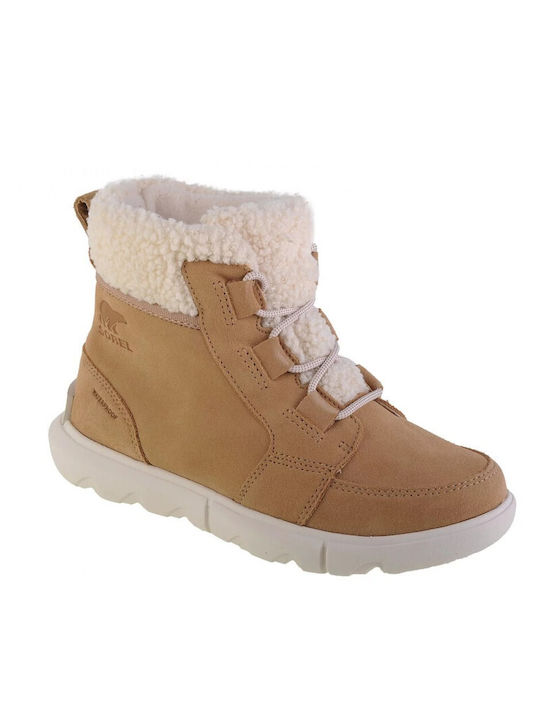 Sorel Explorer Leather Women's Ankle Boots Beige