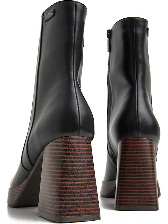 Abba Wood Women's Ankle Boots Black