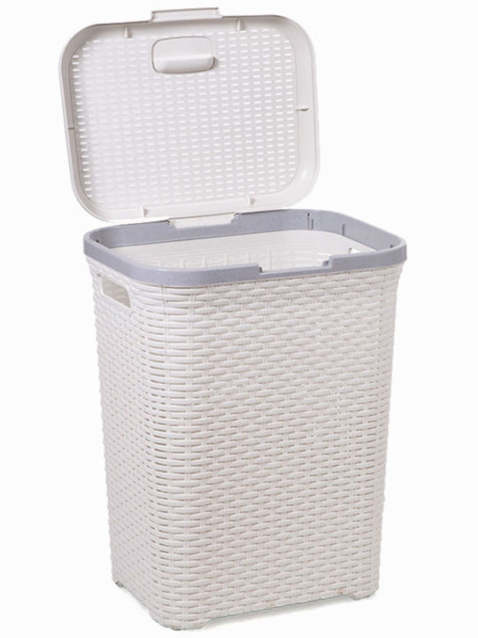 Decor Rattan Wäschekorb aus Kunststoff 43.5x34x57cm Weiß