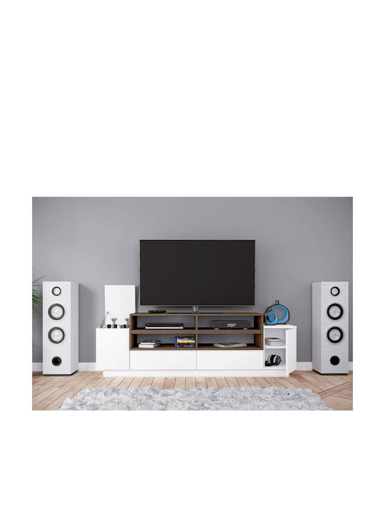 TV-Ständer Weiß Weiß+Admiral Walnuss M223.5xP40.5xH130cm