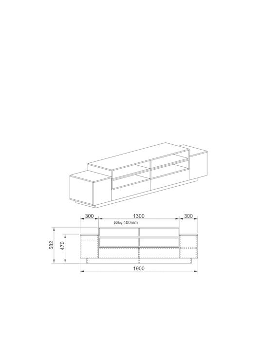 TV-Ständer Weiß Weiß+Admiral Walnuss M223.5xP40.5xH130cm