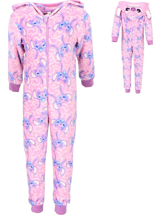 Disney Kids' One-piece Pajamas Winter Fleece Pink Lilo & Stitch