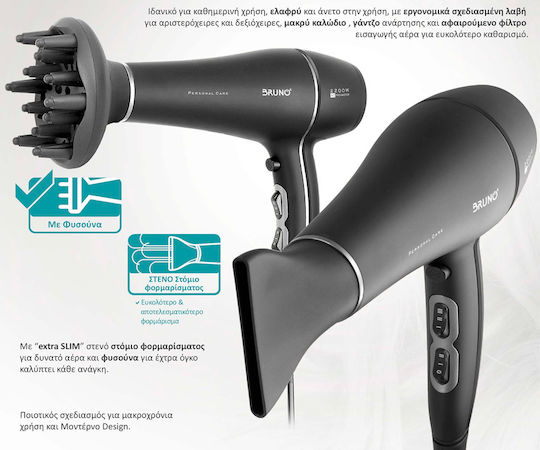 Bruno Hair Dryer with Diffuser 2200W