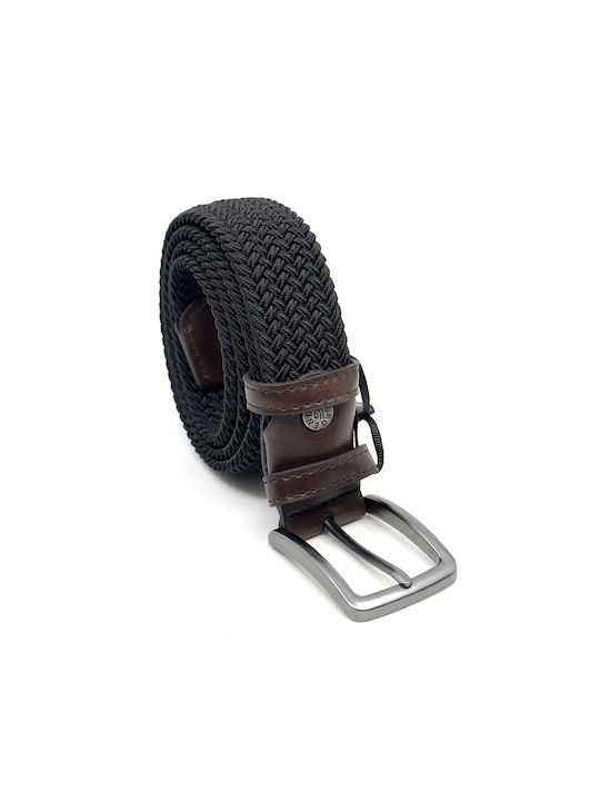 Legend Accessories Men's Knitted Leather Elastic Belt Brown