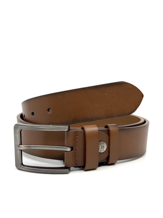 Wide Men's Belt Leather Brown
