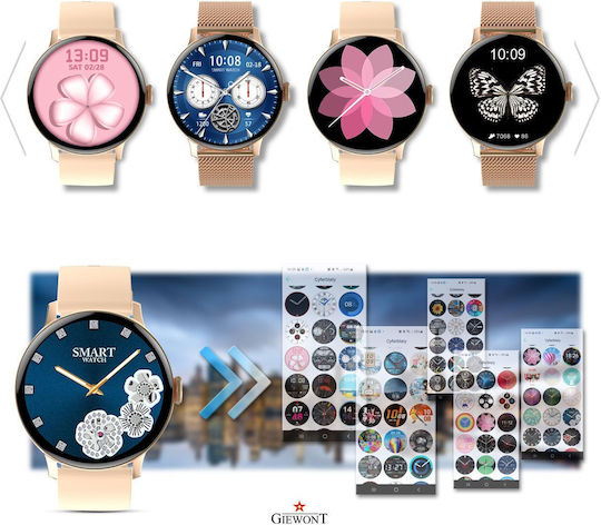 Giewont GW330 45mm Smartwatch με Παλμογράφο (Ροζ Χρυσό)