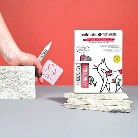 Nailmatic Skin Painting Set Tattoopen With Stencil The Cat By Ami Imaginaire Children's Makeup