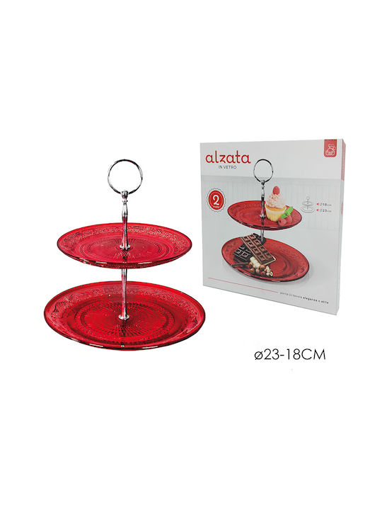 ArteLibre Christmas Cake Stands Glass Red L23xW18xD23cm.
