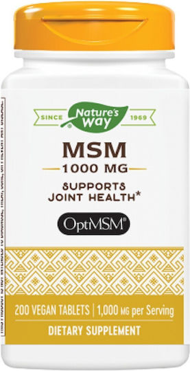 Nature's Way MSM Pure OptiMSM 1000mg Добавка за Здравето на Ставите и Костите 200 Таблетки