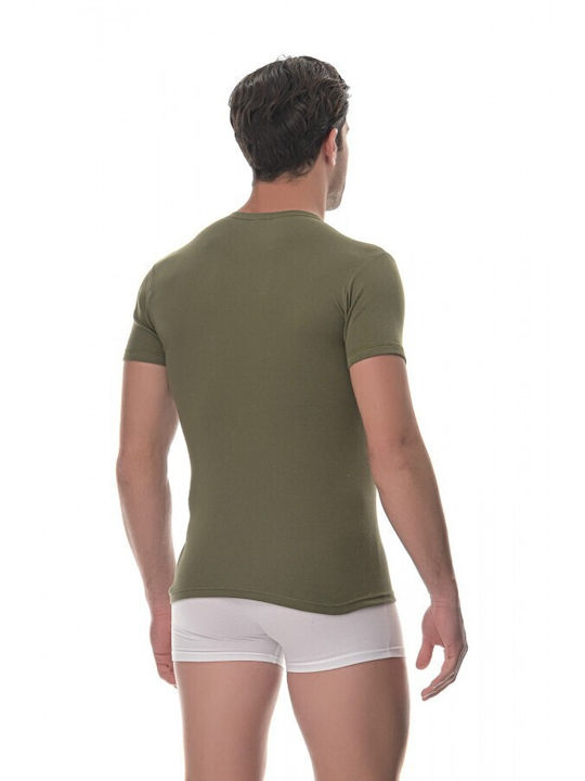 Lido Underwear Men's Undershirt Short-sleeved in Green Color