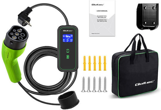Qoltec Portable Single Phase 3.5kW Charging Station with Built-in Cable Type 2 (52470)