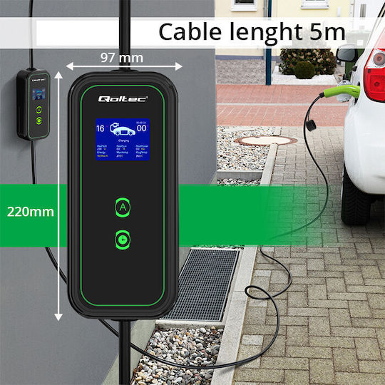 Qoltec Portable Single Phase 3.5kW Charging Station with Built-in Cable Type 2 (52470)