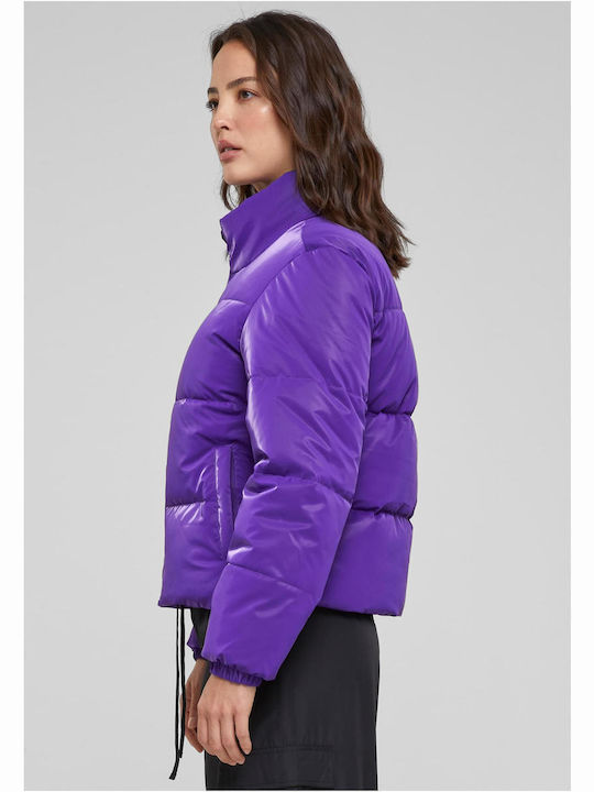 Urban Classics Ladies Kurz Damen Puffer Jacke für Winter realviolet