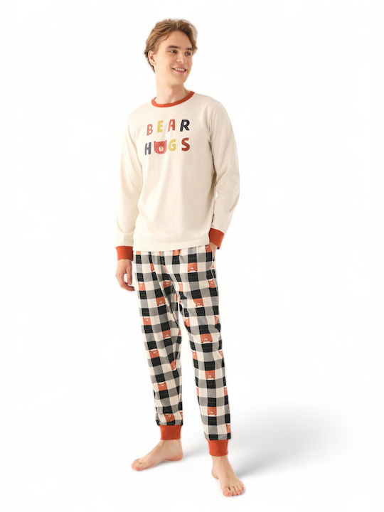 Roly Poly Men's Winter Cotton Pajamas Set ecru