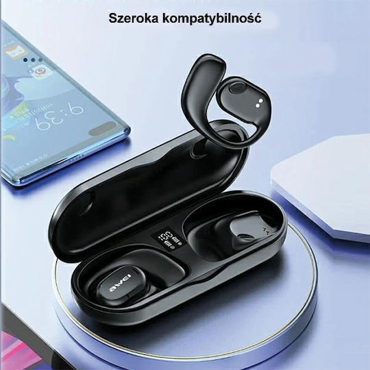 Awei T69 Open Ear Bluetooth Handsfree Ακουστικά με Θήκη Φόρτισης Μαύρα