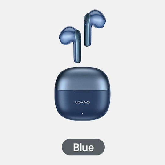 Usams XH09 Earbud Bluetooth Handsfree Ακουστικά με Θήκη Φόρτισης Μπλε