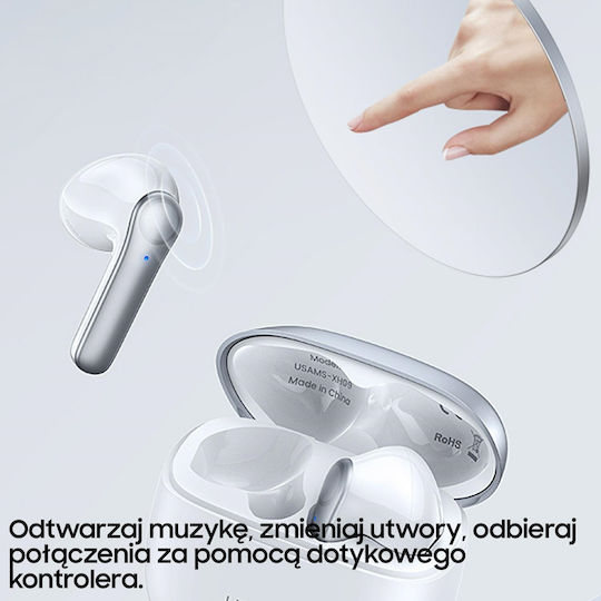 Usams XH09 Earbud Bluetooth Handsfree Ακουστικά με Θήκη Φόρτισης Μπλε