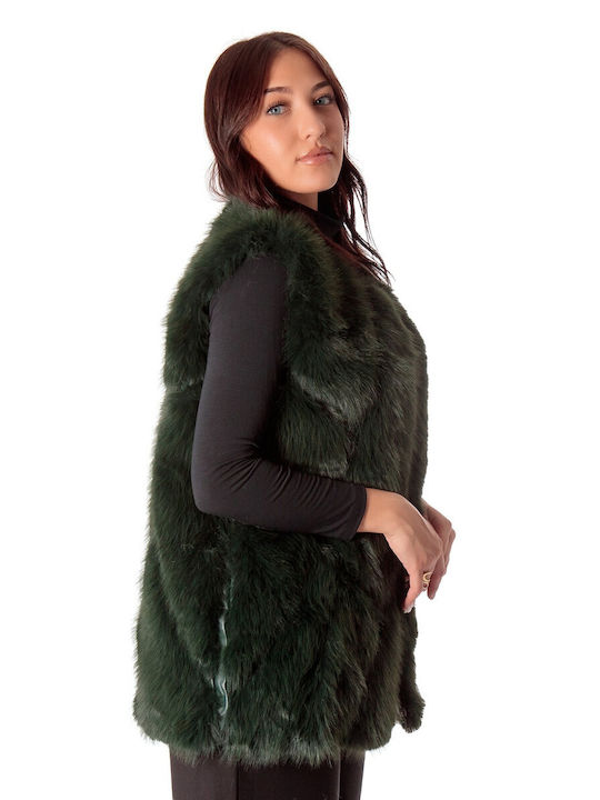 Silia D Women's Sleeveless Short Fur Green