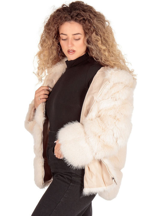 Women's Short Fur Beige