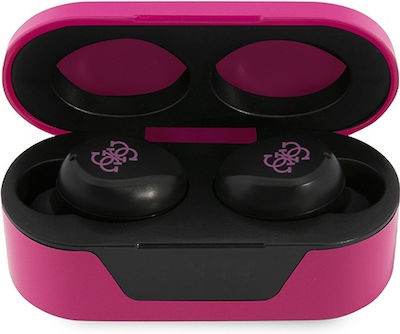 Guess Classic Logo In-ear Bluetooth Handsfree Căști cu Carcasă de Încărcare Magenta