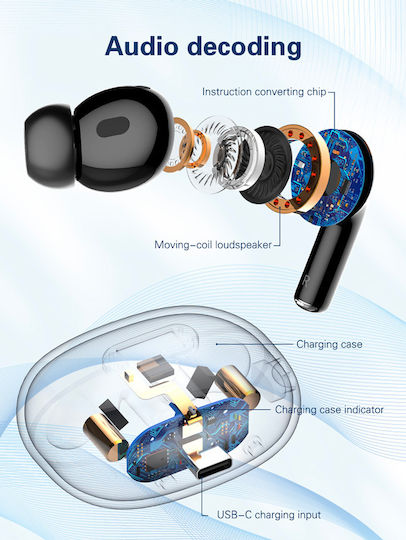 Ldnio T02 Earbud Bluetooth Handsfree Ακουστικά με Θήκη Φόρτισης Μαύρα