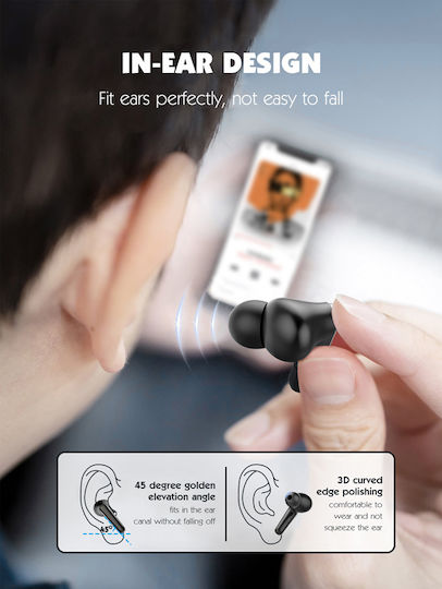 Ldnio T01 Earbud Bluetooth Handsfree Ακουστικά με Θήκη Φόρτισης Χρυσά