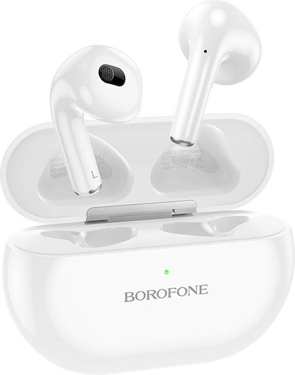 Borofone BW09 Sound Rhyme Earbud Bluetooth Handsfree Ακουστικά με Θήκη Φόρτισης Ceramic White