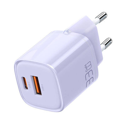 Mcdodo Ladegerät ohne Kabel GaN mit USB-A Anschluss und USB-C Anschluss 33W Lila (CH-0151)