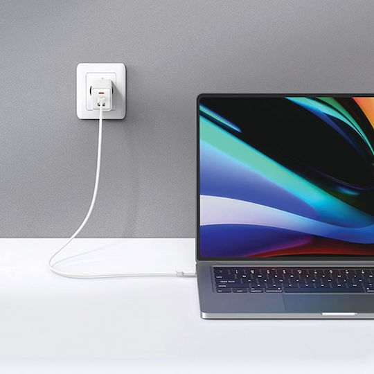 Usams GaN Wireless Charger with USB-A Port and 2 USB-C Output Ports 65W Power Delivery Gradient Purple