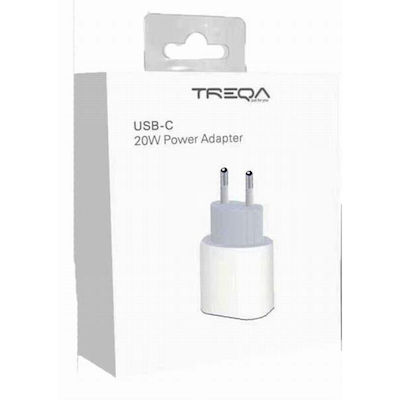 Treqa Încărcător Fără Cablu cu Port USB-C 18W Livrarea energiei Albς (CH-9020)