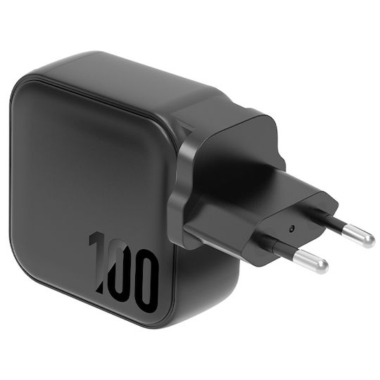 Energea Φορτιστής Χωρίς Καλώδιο GaN με Θύρα USB-A και 3 Θύρες USB-C 100W Μαύρος (GAN100 US+EU)