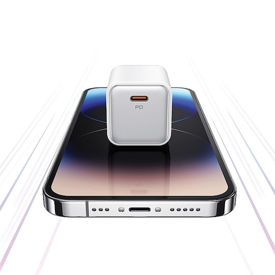 Usams Charger Without Cable with USB-C Port 30W Power Delivery Blacks (CC186)