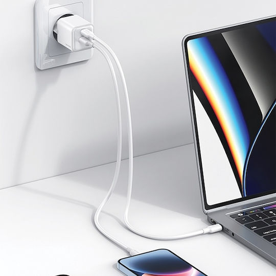 Usams Încărcător Fără Cablu cu Port USB-A și Port USB-C 30W Livrarea energiei Violet (CC189)