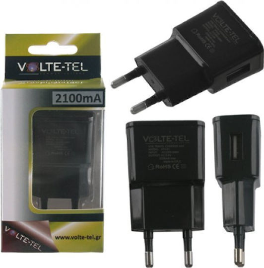 Volte-Tel Зарядно без кабел с USB-A порт Черен (Vtu21)