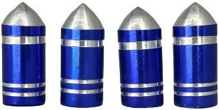 Mizoo Car Tire Valve Caps Bullets CAR TIRE VALVE CAPS METALLIC Blue 4pcs