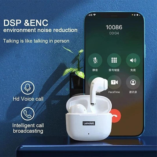 Lenovo LP40 Pro Earbud Bluetooth Handsfree Ακουστικά με Αντοχή στον Ιδρώτα και Θήκη Φόρτισης Μαύρα