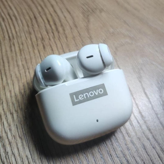Lenovo LP40 Pro Earbud Bluetooth Handsfree Ακουστικά με Αντοχή στον Ιδρώτα και Θήκη Φόρτισης Λευκά